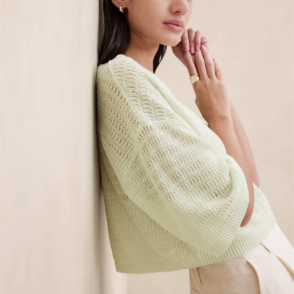 Banana Republic Teia Oversized Linen Sweater M - Picture 3 of 7